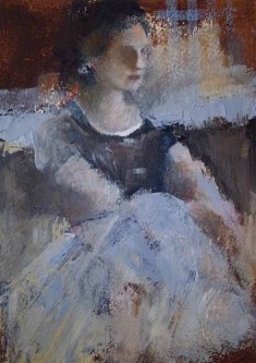 Lady Seated On Umber Sofa | SOLD