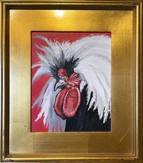 White Crowned Black Polish Rooster | SOLD
