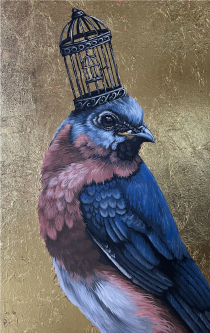 Blue Bird with Cage | SOLD